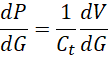 Mathematical expression for dv/dG representing the derivative of leakoff volume with respect to G-time