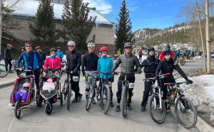 Cyclists at top of Breckinridge Mountain